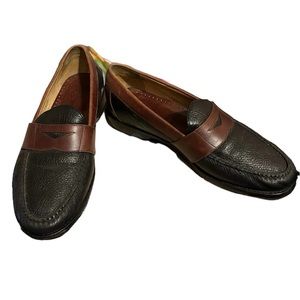 Tauer And Johnson Men's Leather Black and Brown Penny Loafers Size 11 D